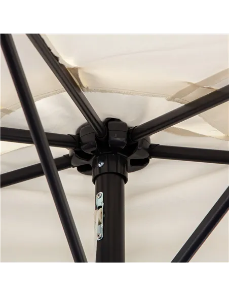 Outsunny 3(m) Half Parasol, Semi Round Umbrella with Metal Frame, Crank Handle for Balcony, Garden, Cream White