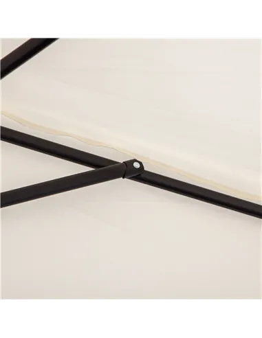 Outsunny 3(m) Half Parasol, Semi Round Umbrella with Metal Frame, Crank Handle for Balcony, Garden, Cream White