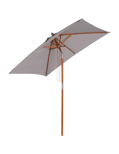Outsunny 2m Tilting Wooden Pole Parasol - Grey