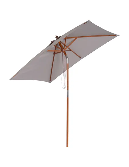Outsunny 2m Tilting Wooden Pole Parasol - Grey