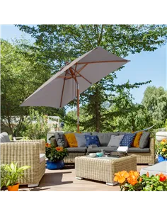 Outsunny 2m Tilting Wooden Pole Parasol - Grey 2