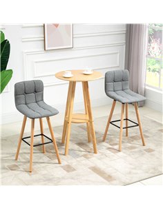 HOMCOM Breakfast Bar Stool Set of 2 Armless Button-Tufted Counter Height Bar Chairs with Wood Legs & Footrest, Grey 2