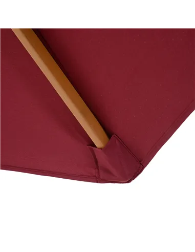 Outsunny 3(m) Garden Parasol, Pulley Operated Patio Umbrella, Wooden Table Market Umbrella with Rope Pulley Mechanism and 8 Ribs