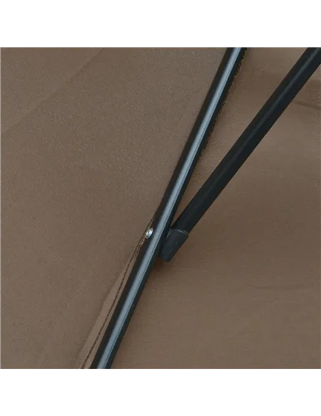 Outsunny 2.45m Overhanging Cantilever Parasol, Heavy Duty Waterproof Garden Umbrella with Cross Base, Brown