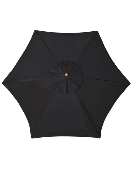 Outsunny Wooden Garden Umbrella Sun Shade with Top Vents, Bamboo Ribs and Sturdy Wood Pole, Black
