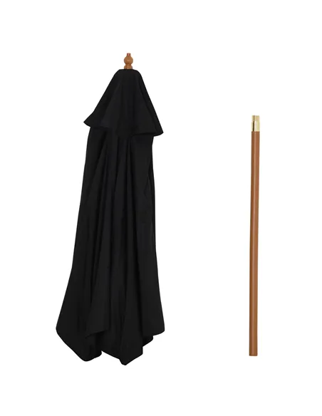 Outsunny Wooden Garden Umbrella Sun Shade with Top Vents, Bamboo Ribs and Sturdy Wood Pole, Black