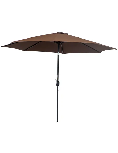 Outsunny 3(m) Tilting Parasol Garden Umbrellas, Outdoor Sun Shade with 8 Ribs, Tilt and Crank Handle for Balcony, Bench, Garden,