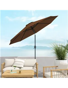 Outsunny 3(m) Tilting Parasol Garden Umbrellas, Outdoor Sun Shade with 8 Ribs, Tilt and Crank Handle for Balcony, Bench, Garden, 2