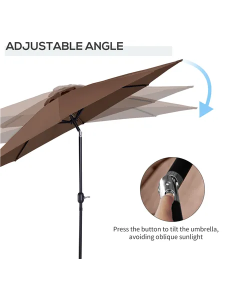 Outsunny 3(m) Tilting Parasol Garden Umbrellas, Outdoor Sun Shade with 8 Ribs, Tilt and Crank Handle for Balcony, Bench, Garden,