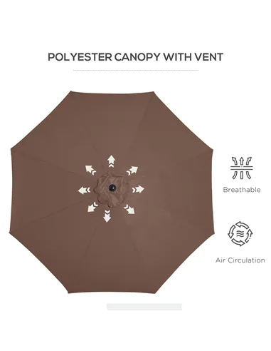 Outsunny 3(m) Tilting Parasol Garden Umbrellas, Outdoor Sun Shade with 8 Ribs, Tilt and Crank Handle for Balcony, Bench, Garden,