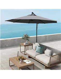 Outsunny 3(m) Garden Parasol Sun Shade Patio Banana Hanging Umbrella Cantilever with Crank Handle and Cross Base Grey 2