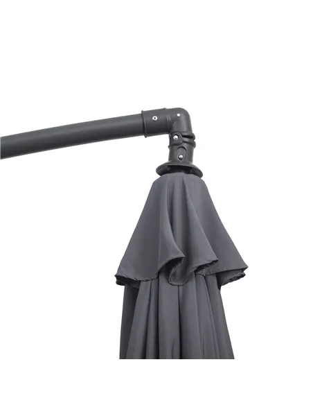 Outsunny 3(m) Garden Parasol Sun Shade Patio Banana Hanging Umbrella Cantilever with Crank Handle and Cross Base Grey