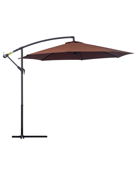 Outsunny Φ3m Hanging Umbrella Parasol-Coffee