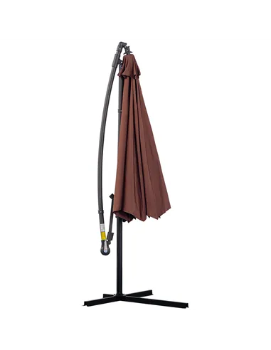 Outsunny Φ3m Hanging Umbrella Parasol-Coffee