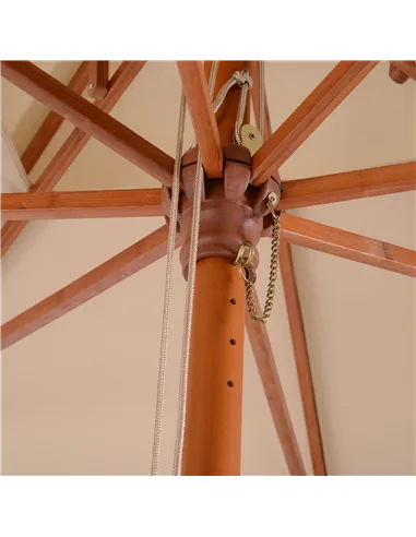 Outsunny 3 x 3 metre Patio Parasol Garden Umbrellas Sunshade Outdoor Wooden Parasol Canopy Double Tier, Beige, BASE NOT INCLUDED