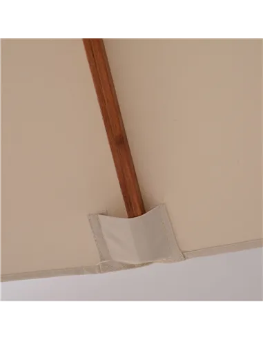 Outsunny 3 x 3 metre Patio Parasol Garden Umbrellas Sunshade Outdoor Wooden Parasol Canopy Double Tier, Beige, BASE NOT INCLUDED