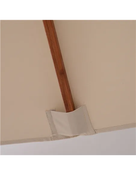 Outsunny 3 x 3 metre Patio Parasol Garden Umbrellas Sunshade Outdoor Wooden Parasol Canopy Double Tier, Beige, BASE NOT INCLUDED