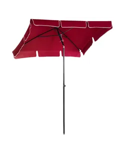 Outsunny Garden Parasol Umbrella, Outdoor Market Table Umbrella with Ruffles & Aluminium Pole, Rectangular Tilting Parasol Sun S