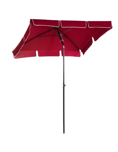 Outsunny Garden Parasol Umbrella, Outdoor Market Table Umbrella with Ruffles & Aluminium Pole, Rectangular Tilting Parasol Sun S