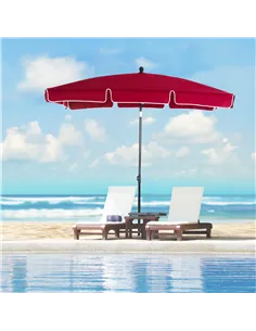 Outsunny Garden Parasol Umbrella, Outdoor Market Table Umbrella with Ruffles & Aluminium Pole, Rectangular Tilting Parasol Sun S 2