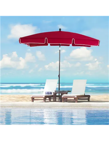 Outsunny Garden Parasol Umbrella, Outdoor Market Table Umbrella with Ruffles & Aluminium Pole, Rectangular Tilting Parasol Sun S