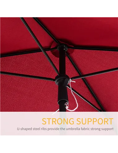 Outsunny Garden Parasol Umbrella, Outdoor Market Table Umbrella with Ruffles & Aluminium Pole, Rectangular Tilting Parasol Sun S