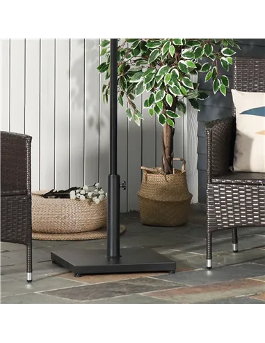 Outsunny Φ35/38/48MM 18KG Steel Square Parasol Stand Base w/ Adjustable Knob Umbrella Stand Garden Patio Outdoor Home, Black