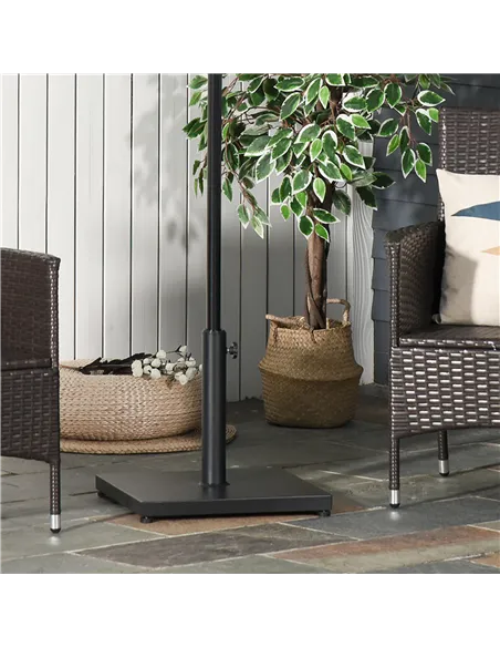 Outsunny Φ35/38/48MM 18KG Steel Square Parasol Stand Base w/ Adjustable Knob Umbrella Stand Garden Patio Outdoor Home, Black