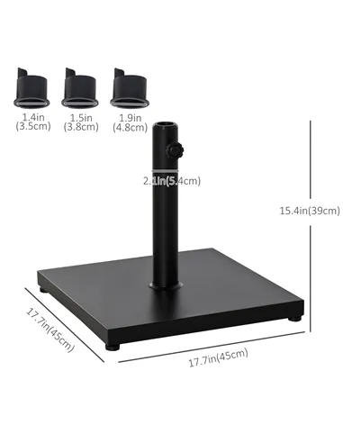 Outsunny Φ35/38/48MM 18KG Steel Square Parasol Stand Base w/ Adjustable Knob Umbrella Stand Garden Patio Outdoor Home, Black