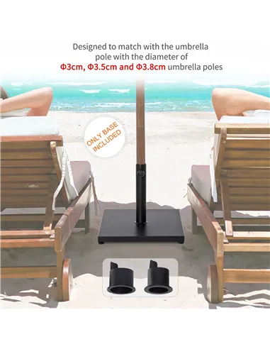 Outsunny Φ35/38/48MM 18KG Steel Square Parasol Stand Base w/ Adjustable Knob Umbrella Stand Garden Patio Outdoor Home, Black