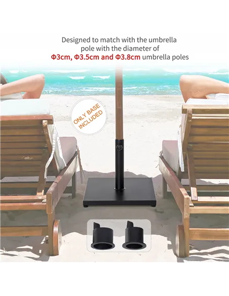 Outsunny Φ35/38/48MM 18KG Steel Square Parasol Stand Base w/ Adjustable Knob Umbrella Stand Garden Patio Outdoor Home, Black