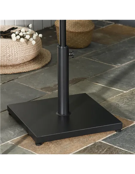 Outsunny Φ35/38/48MM 18KG Steel Square Parasol Stand Base w/ Adjustable Knob Umbrella Stand Garden Patio Outdoor Home, Black