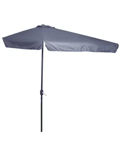 Outsunny 2.3m Half Parasol Semi Round Umbrella Patio Metal Frame Crank Handle for Balcony-- NO BASE INCLUDED, Grey