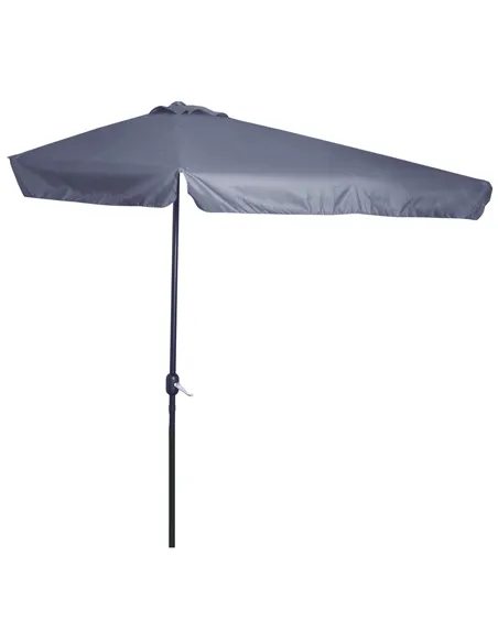 Outsunny 2.3m Half Parasol Semi Round Umbrella Patio Metal Frame Crank Handle for Balcony-- NO BASE INCLUDED, Grey