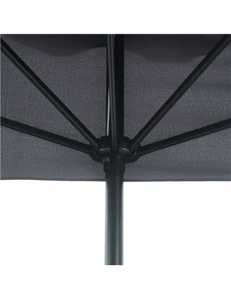 Outsunny 2.3m Half Parasol Semi Round Umbrella Patio Metal Frame Crank Handle for Balcony-- NO BASE INCLUDED, Grey
