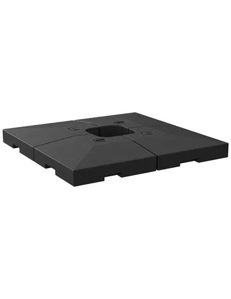 Outsunny 4 Pieces Fillable Parasol Base, Heavy Duty Umbrella Weights for Cross Stand, Square Holder for Cantilever Parasol, Tota