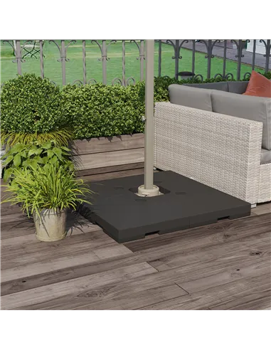 Outsunny 4 Pieces Fillable Parasol Base, Heavy Duty Umbrella Weights for Cross Stand, Square Holder for Cantilever Parasol, Tota