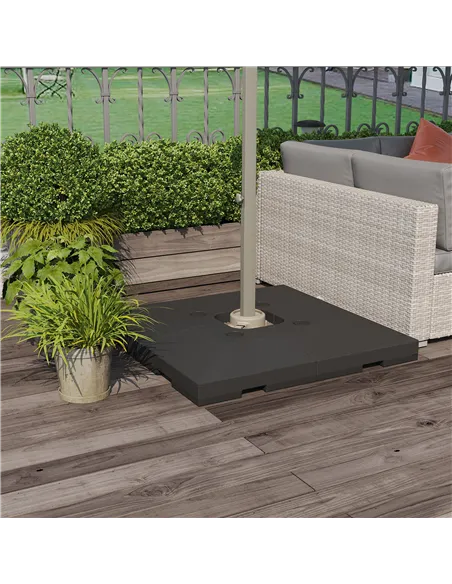 Outsunny 4 Pieces Fillable Parasol Base, Heavy Duty Umbrella Weights for Cross Stand, Square Holder for Cantilever Parasol, Tota