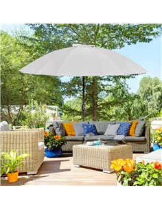 Outsunny 2.5m Tilting Parasol, with Pleated Canopy - Light Grey 2