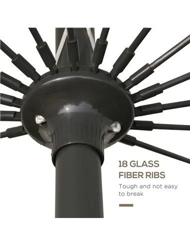 Outsunny 2.5m Tilting Parasol, with Pleated Canopy - Light Grey