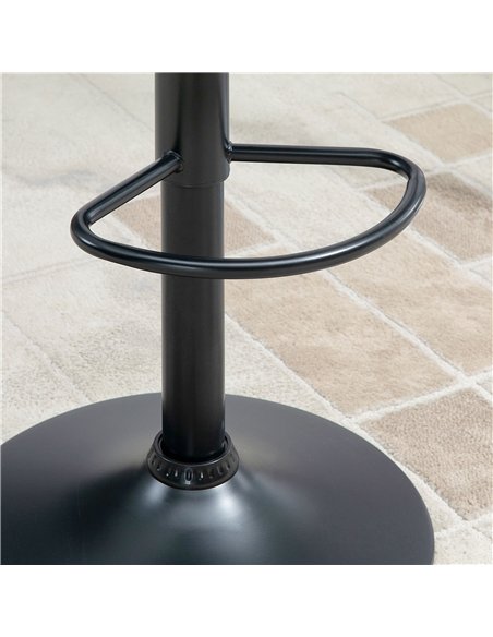 HOMCOM Bar Stools Set of 2 Adjustable Height Swivel Bar Chairs in PU Leather with Backrest & Footrest, Grey