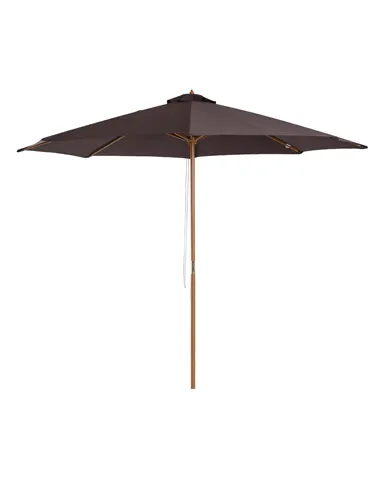 Outsunny 3(m) Garden Parasol, Pulley Operated Patio Umbrella, Wooden Parasol, Table Market Umbrella with Rope Pulley Mechanism a