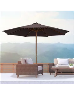 Outsunny 3(m) Garden Parasol, Pulley Operated Patio Umbrella, Wooden Parasol, Table Market Umbrella with Rope Pulley Mechanism a 2