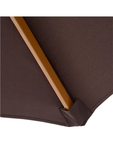 Outsunny 3(m) Garden Parasol, Pulley Operated Patio Umbrella, Wooden Parasol, Table Market Umbrella with Rope Pulley Mechanism a