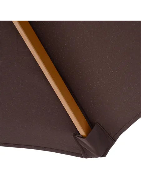 Outsunny 3(m) Garden Parasol, Pulley Operated Patio Umbrella, Wooden Parasol, Table Market Umbrella with Rope Pulley Mechanism a