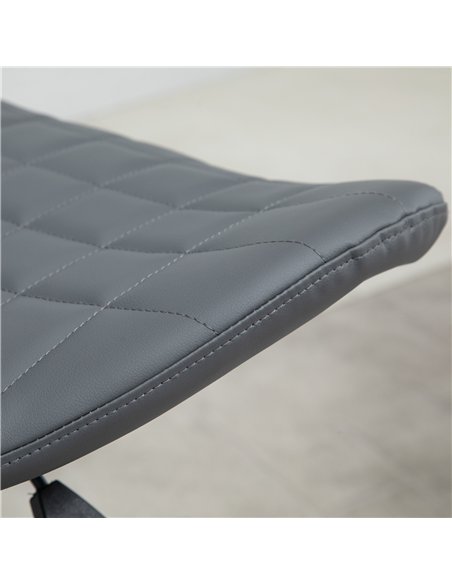 HOMCOM Bar Stools Set of 2 Adjustable Height Swivel Bar Chairs in PU Leather with Backrest & Footrest, Grey
