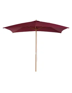 Outsunny 2 x 3m Wooden Garden Parasol Umbrella Outdoor Sun Shade Canopy, Wine Red