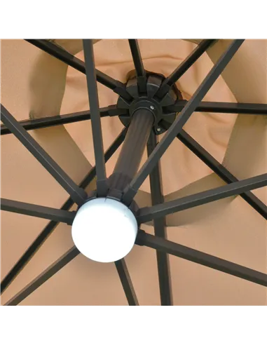 Outsunny 3(m) LED Cantilever Parasol Outdoor Sun Umbrella w/ Base Solar Lights Brown