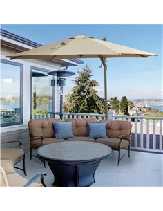 Outsunny 3m Beach Hanging Umbrella Parasol - Khaki 2