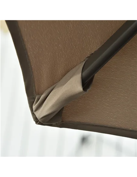 Outsunny 3m Beach Hanging Umbrella Parasol - Khaki